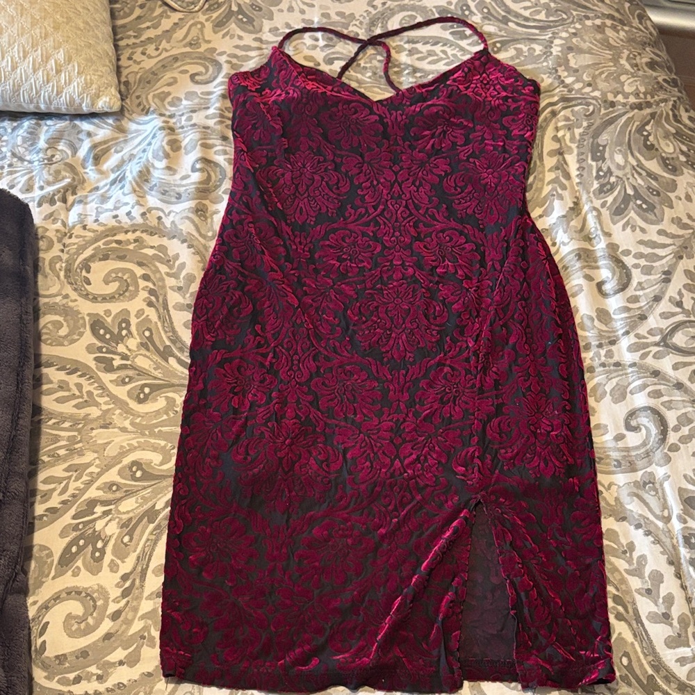 Fashion Nova Red and Black Lace Detail